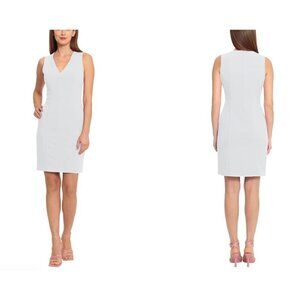 New Maggy London Size US 6 V-neck One Piece Dress White